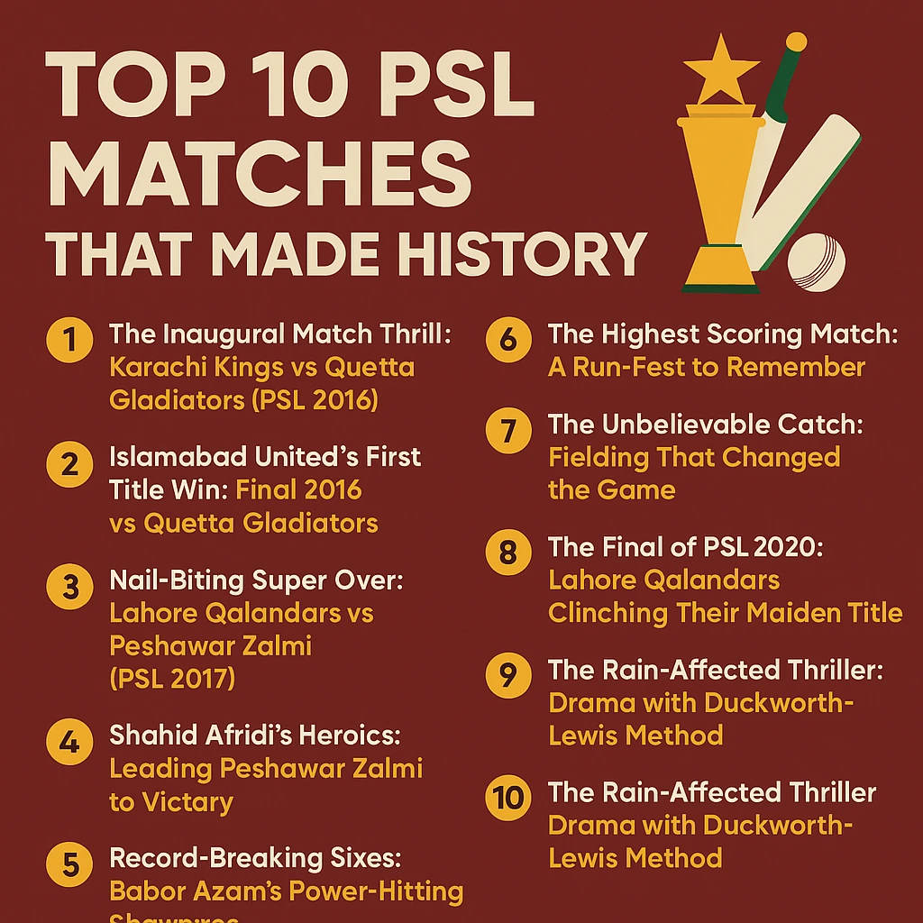 Top 10 PSL Matches of the history